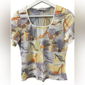 Zucchero structured mesh fashion print tee shirt size s